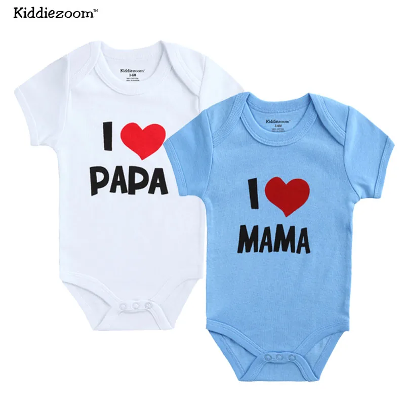 Kiddiezoom боди для ребенка мальчика I Love Papa Mama комплект одежды для маленьких девочек с принтом - Цвет: BDS2021