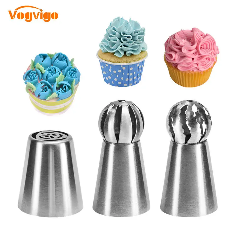 

VOGVIGO 3PCS Confectionery Nozzles 304 Stainless Steel Cake Decorating Tools Dessert Decorator Nozzles Flower Decoration Tools