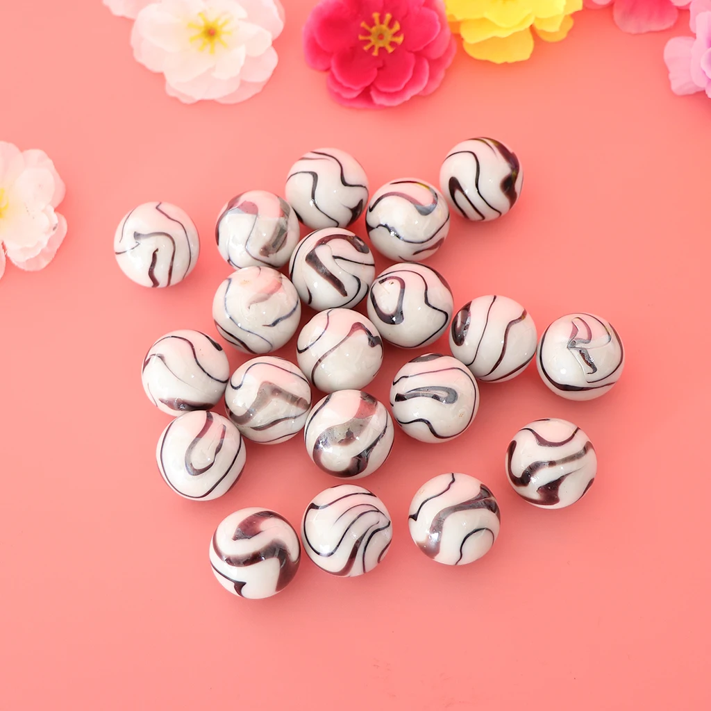 20pcs Glass Marbles Ball 25mm Tiger Stripes Glass Marbles Ball Marble Solitaire Swirl Marbles Toy For Kids