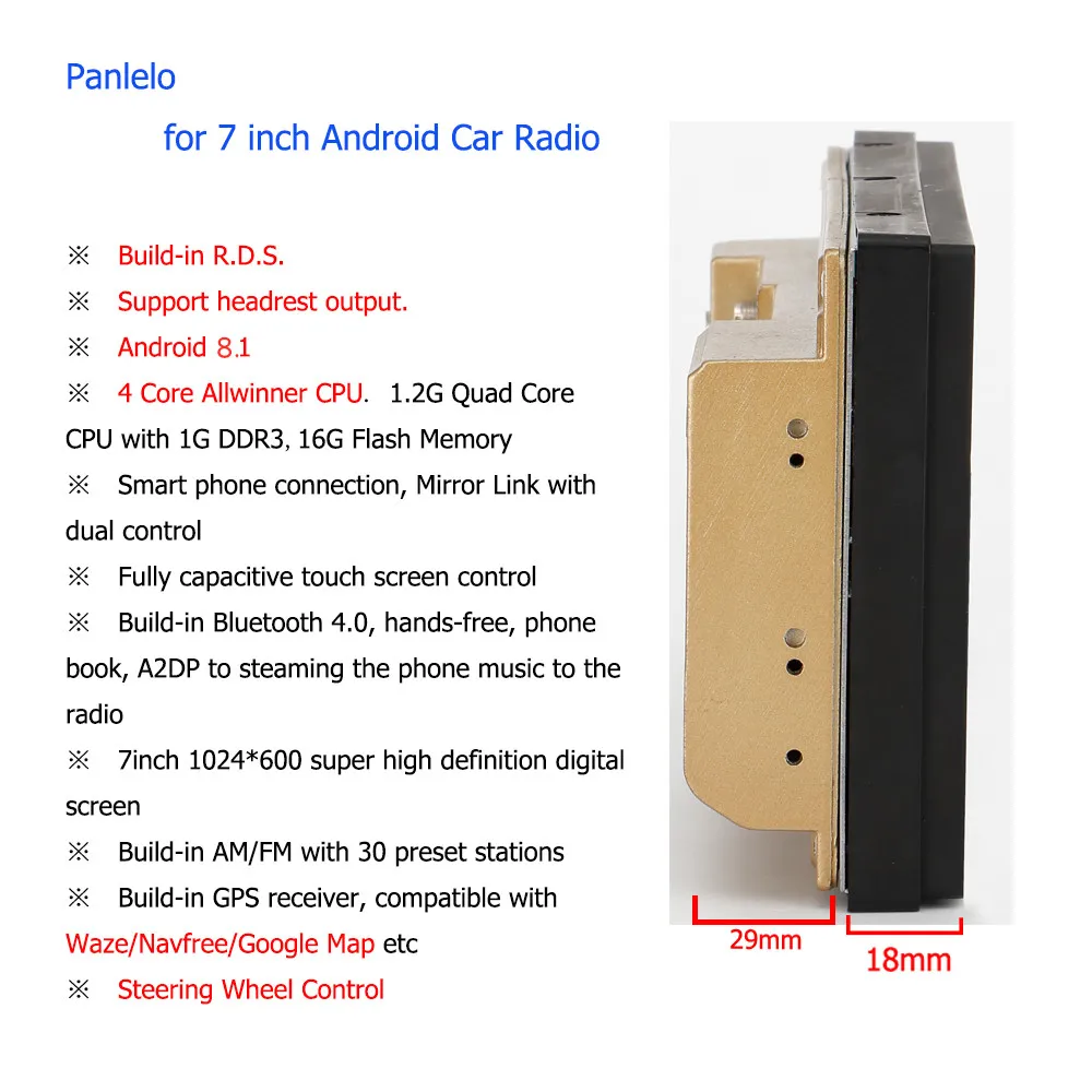 Top Panlelo 2 Din Android 8.1Car Radio 7" 1080P Quad Core 2din Android Head Unit GPS Audio Car Multimedia Player for Chevrolet Cruze 2