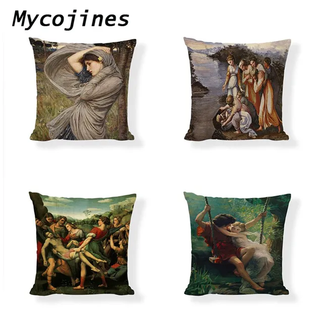 Cheap Decorative Pillows Cover William Adolf Bouguereau Ppainting Cushion Cover Material Linen 45cm  Living Room Sofa Chair Pillowcase Cheap Decorative Pillows Cover William Adolf Bouguereau Ppainting Cushion Cover Material Linen 45cm  Living Room Sofa Chair Pillowcase