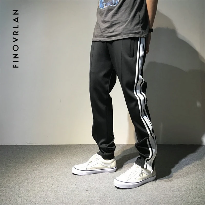 Men Casual Pants Colored Spliced Side Stripe Vintage Track Pants Street ...