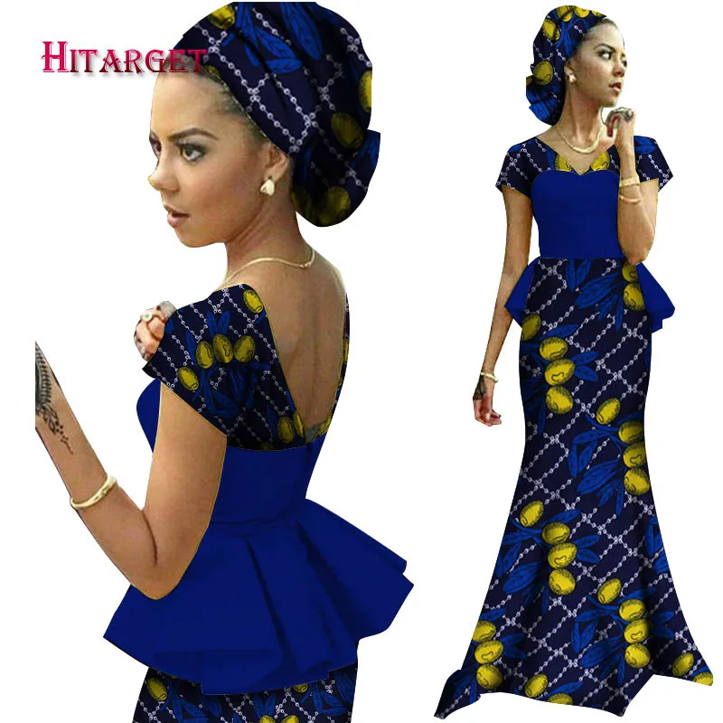 Африканские платья для женщин Vestidos Kanga одежда африканская Дашики восковая печать сращивание драпированные платья с аксессуарами одежда WY1240 - Цвет: 21