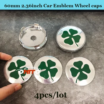 

60mm 2.36inch 4pcs car wheel hub emblem cover For clover flower logo badge Wheels Caps fit all car accessories Auto Caps