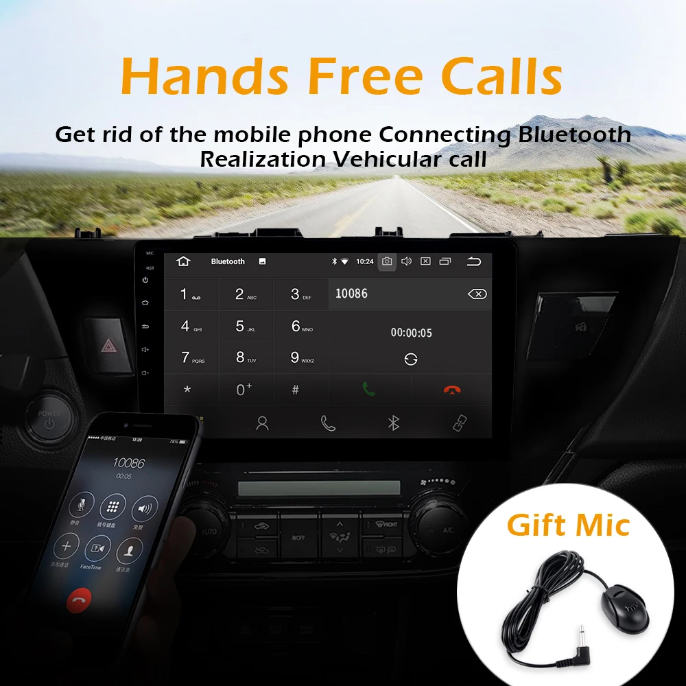 Cheap Octa Core Android 9.0 4GB RAM Car GPS bluetooth multimedia player for Toyota Corolla 2014 2015 2016 with 10.2" HD Screen 3