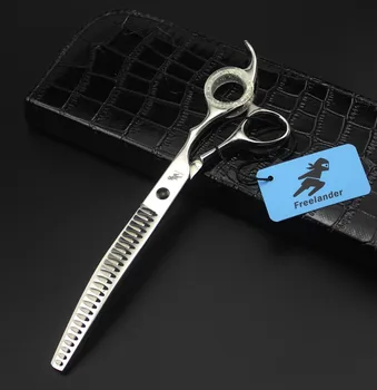 

7.5 inch Dog Hair Clippers Silver Scissors Downward Curved Thinning Pet Styling Tool Trimming Hair Shear with Bag