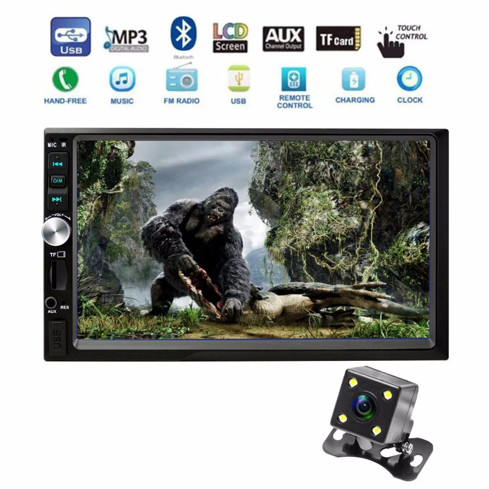 

7 inch Touch Screen MP5 Car Player Central Multimedia 2 Din Autoradio Bluetooth USB FM Car Stereo With Rear View Camera