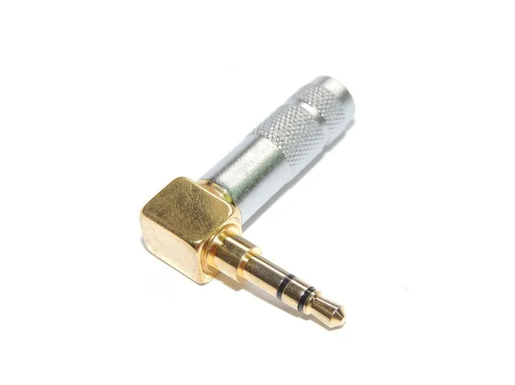 50 pcs Gold plated 3.5mm Stereo 3 Pole Male Plug jack 90 degree Audio Connector solder connector