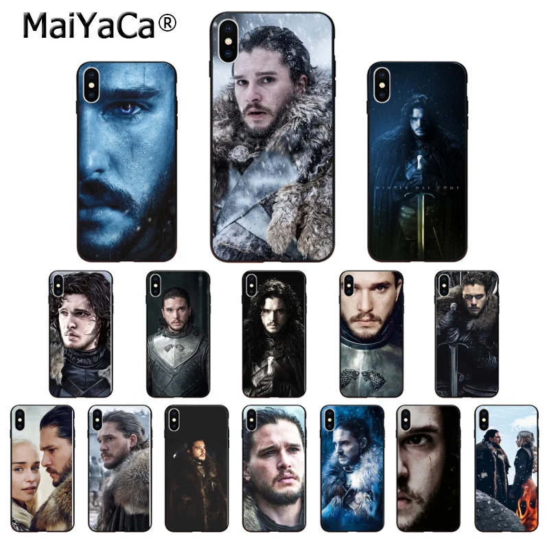 Мягкий чехол для телефона MaiYaCa Game of Thrones Jon Snow Black из ТПУ iPhone X XS MAX 6 6S 7 7plus 8 8Plus 5 5S