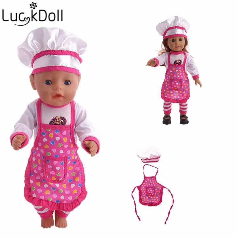 

Doll clothes accessories chef clothes apron + hat for 18inch American female doll and 43CM baby doll educational toys fun gift
