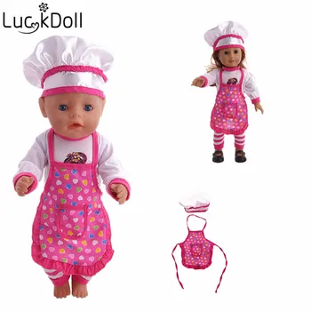 

Doll clothes accessories chef clothes apron + hat for 18inch American female doll and 43CM baby doll educational toys fun gift