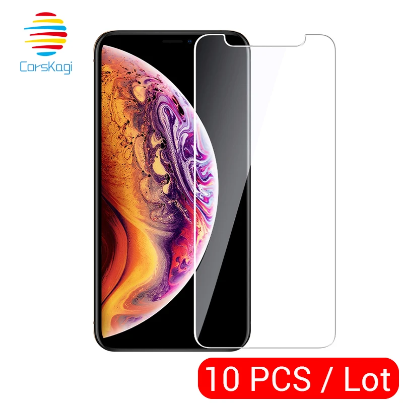 

10 PCS / Lot Pack FRVSIMEM Tempered Glass For iPhone 4 4S 5 5S SE 5C 6 6S 7 8 Plus X XS MAX XR IX Proof Screen Protector Film