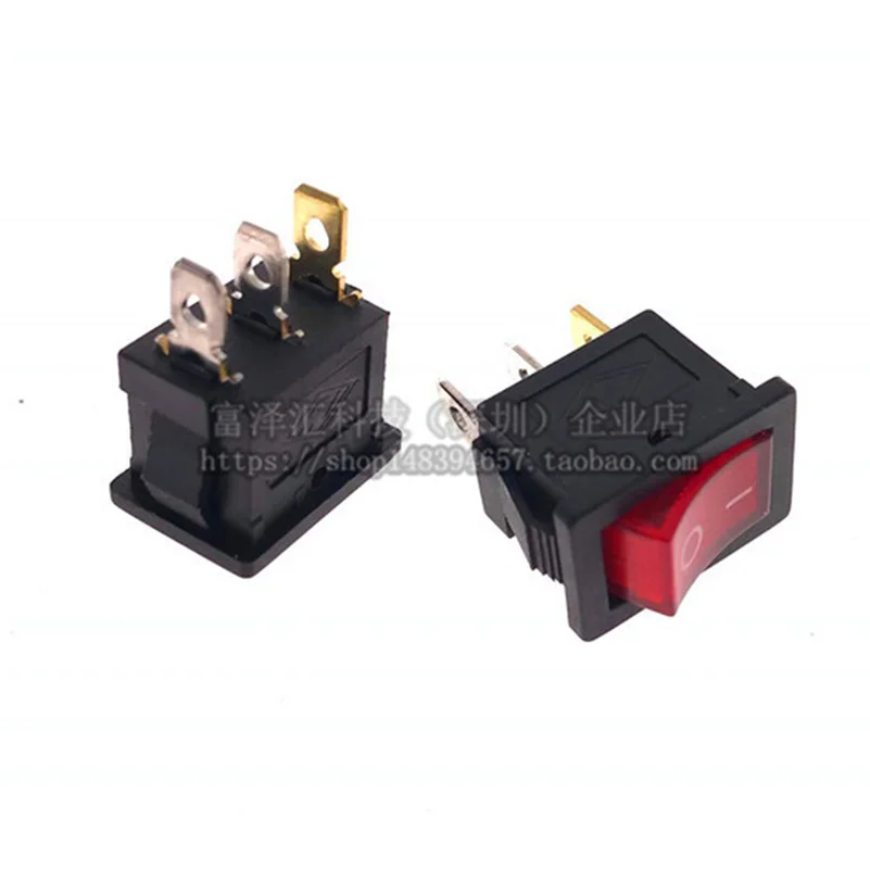 

KCD1-116 Red Black Boat Button Switch on/Off Rocker Switch Light 2 Files 3 Pin 6A 250V/10A 125V 15mm*21mm Copper Core Red Black