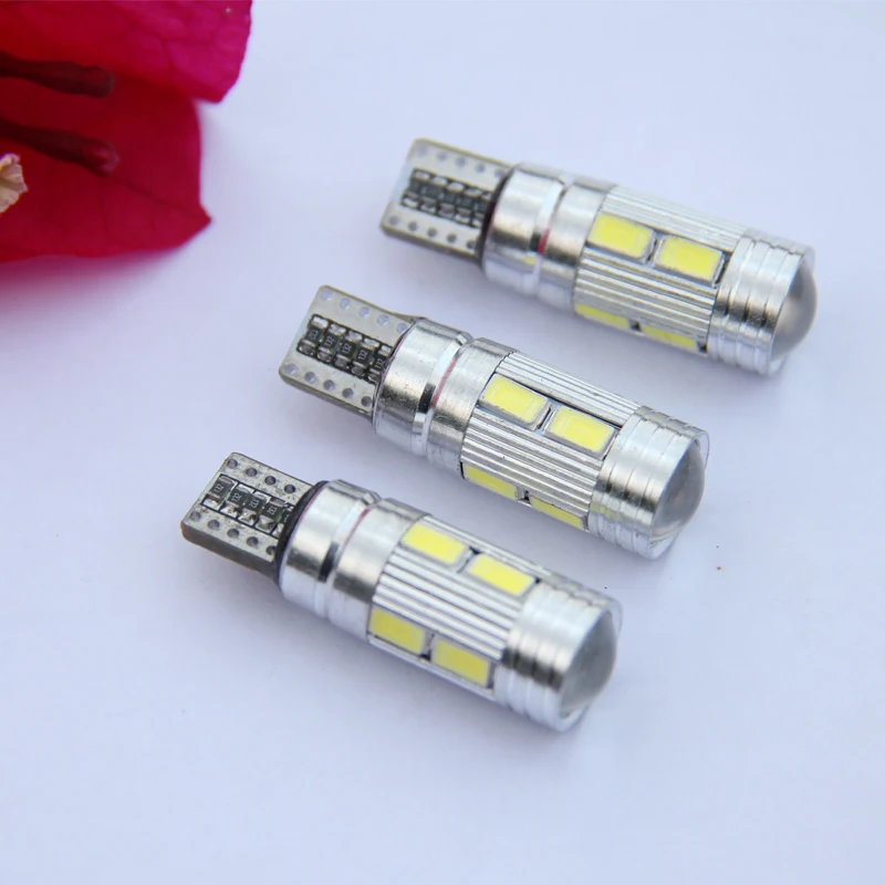 50 шт. W5W 10 led 5630 5730 проектор SMD объектив Canbus Error Free автомобильные Габаритные фонари T10 автомобиля Клин хвост боковой свет без ошибок OBC