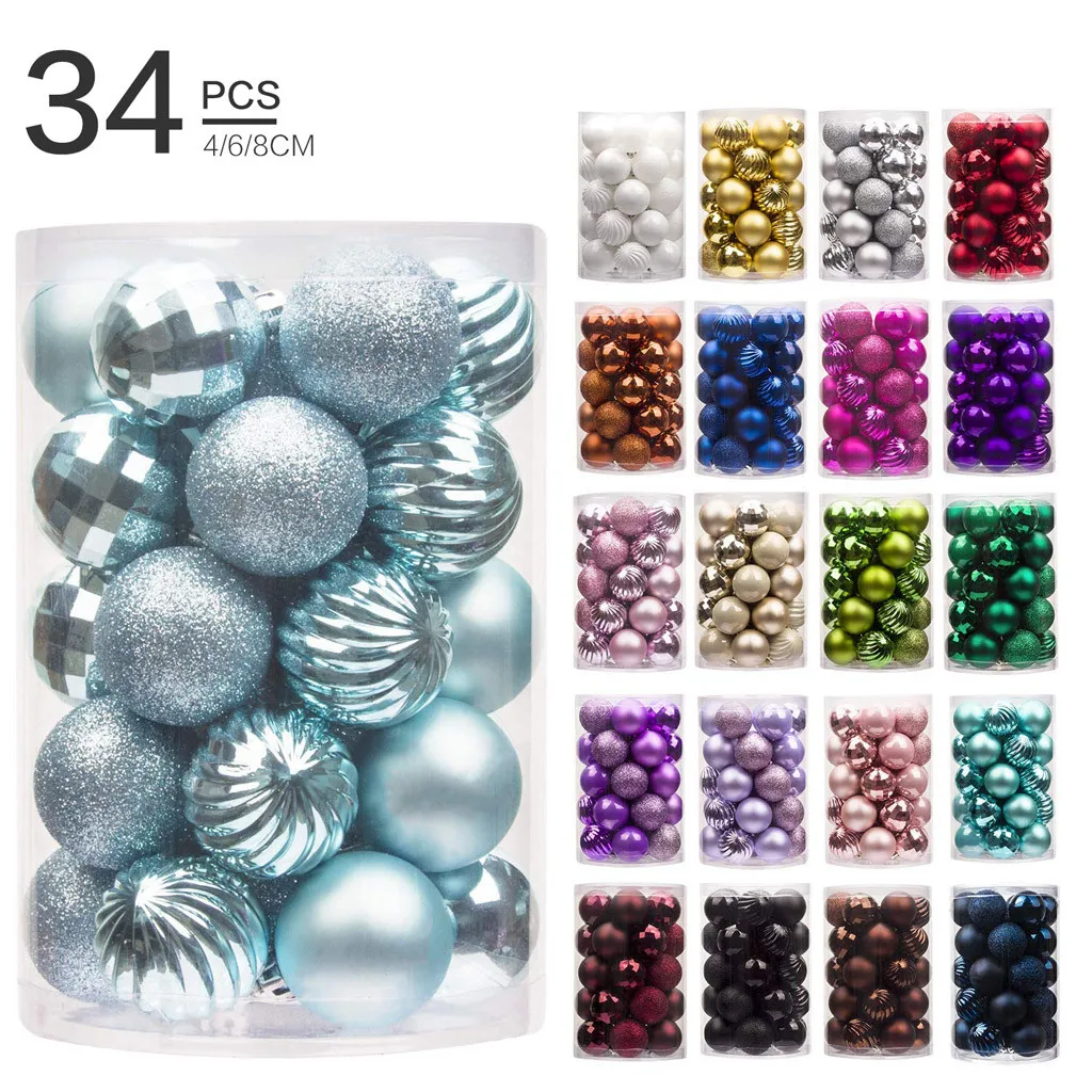 34pc 40mm Christmas Xmas Tree Ball Boules De Noel Pour Sapin