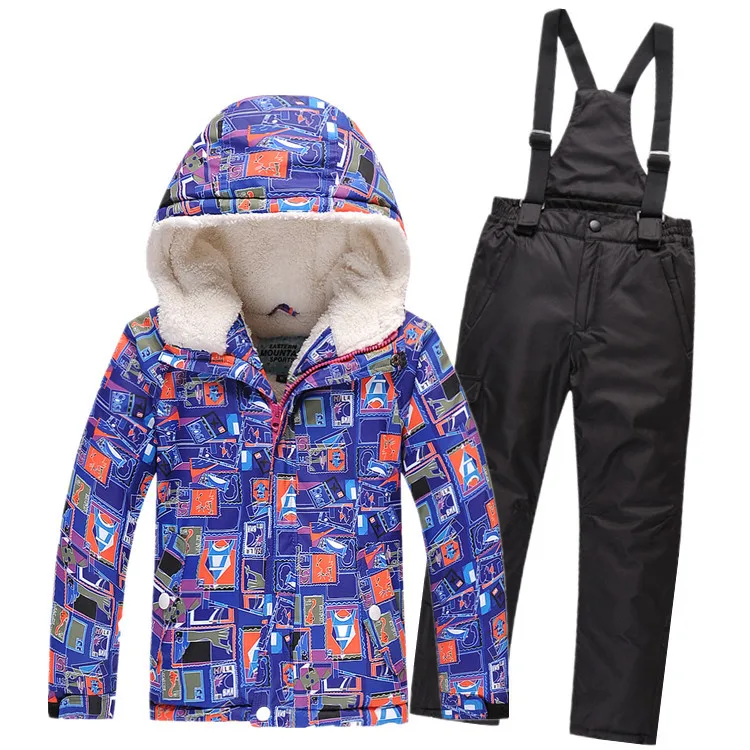 

good quality Free Shipping children ski suit set snow warm cotton-padded jacket windproof waterproof thickening Warm
