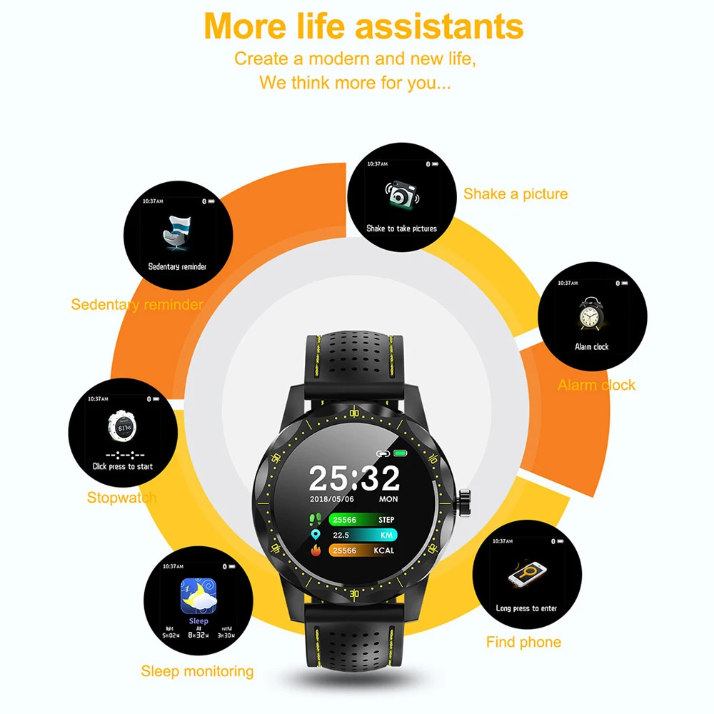 Смарт-часы SKY 1 для мужчин IP68 Водонепроницаемые Смарт-часы фитнес-трекер часы с полями монитор сердечного ритма для телефона Android iOS