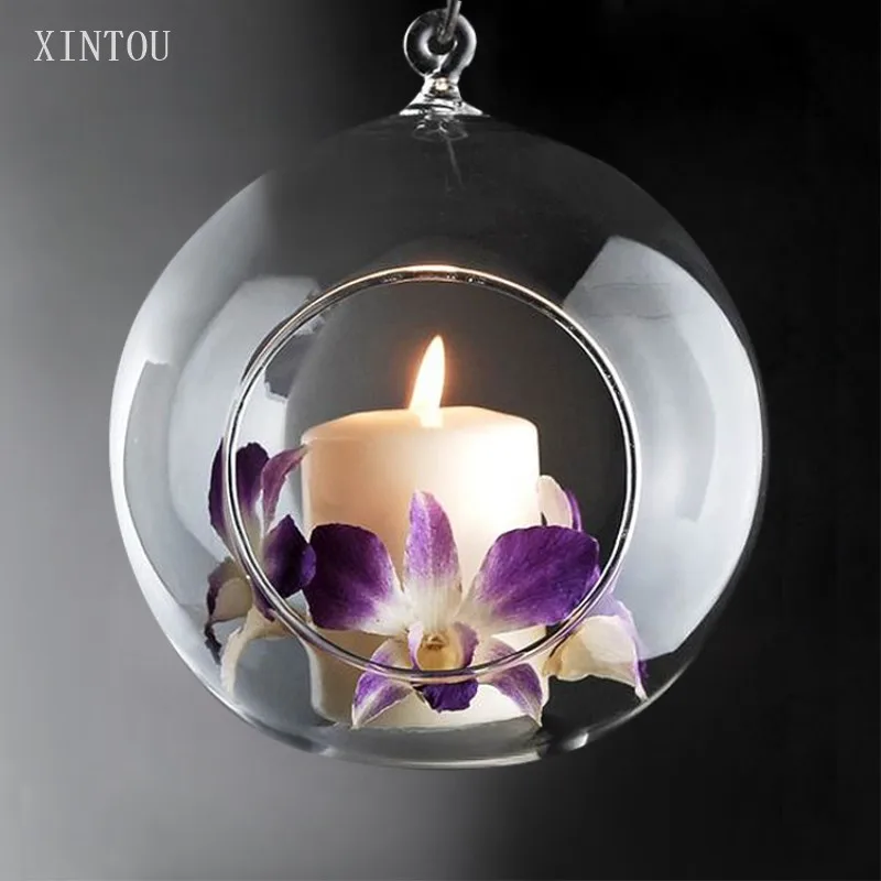 XINTOU 5pcs Modern Crystal Candle Holders Wedding Decoration Round