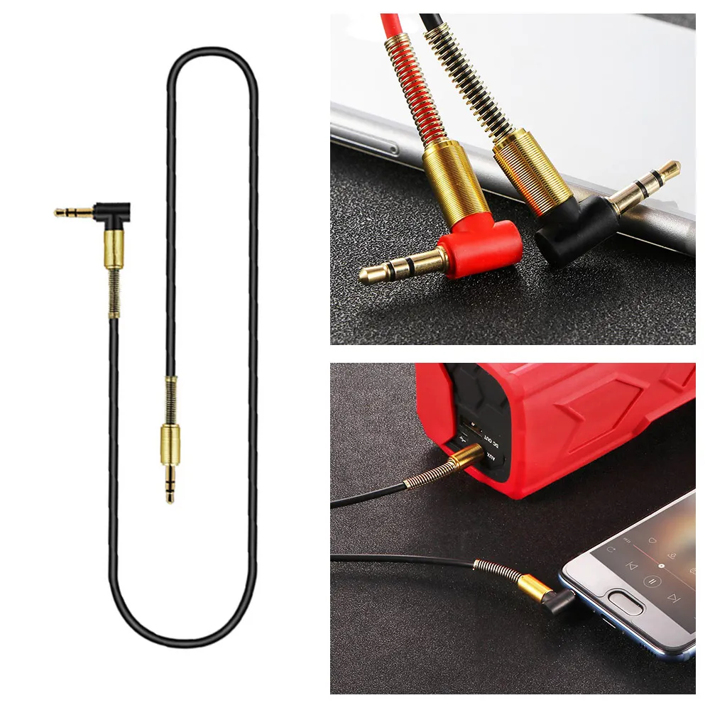 Extended Auxiliary Audio Cable 1m/3.3ft Car Auxiliary Cable with 3.5mm Jack to Jack 90 Degree