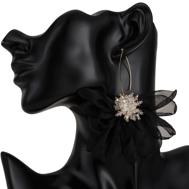 Дизайн, кружевные серьги с цветком для девочек, стразы, роскошные романтические серьги-подвески, свадебные ювелирные изделия 4M2019