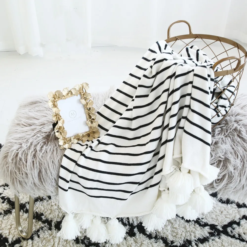collalily Nordic 100 cotton sofa throw blanket Modern geometric