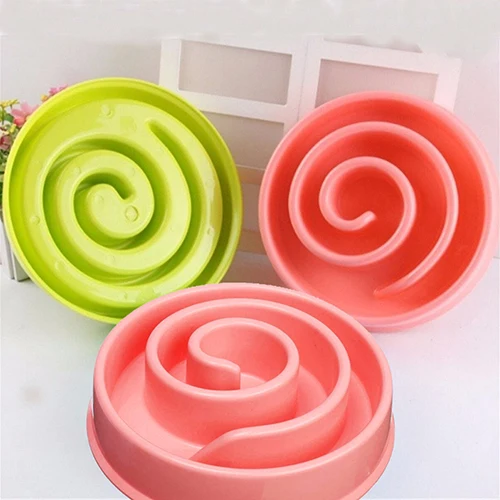

Fashion Pet Dog Plastic Bowl Interactive Slow Food Anti Gulp Feed Healthy Dish