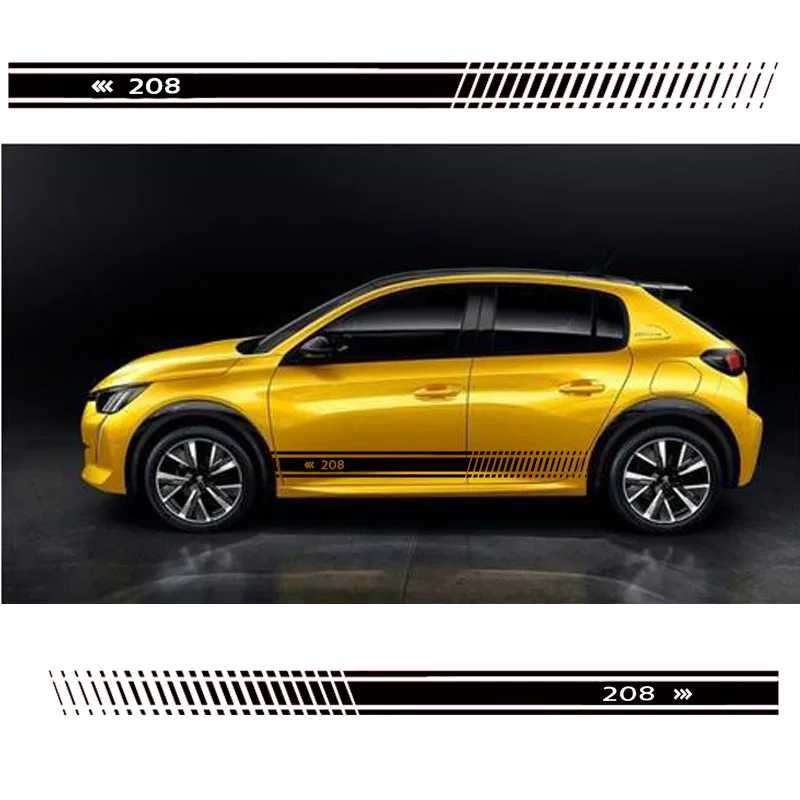 

Car Sticker Stylish car body sticker vinyl body decal Side Sticker Stripes Stickers For Peugeot 208 Car Styling