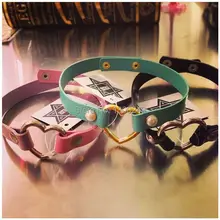 Сексуальная мода Harajuku Горячая Темное сердце заклепки ручной работы искусственная кожа панк готический Чокер ожерелья ширина воротника: 1,5 см