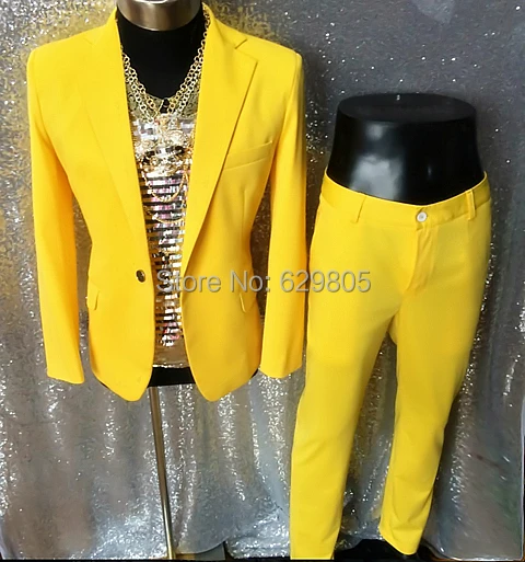 Новое поступление, модный желтый костюм для певицы, танцовщицы, костюм, костюм для DJ выступлений, Hornet DS светильник, Мужская одежда для сцены, боди, куртка