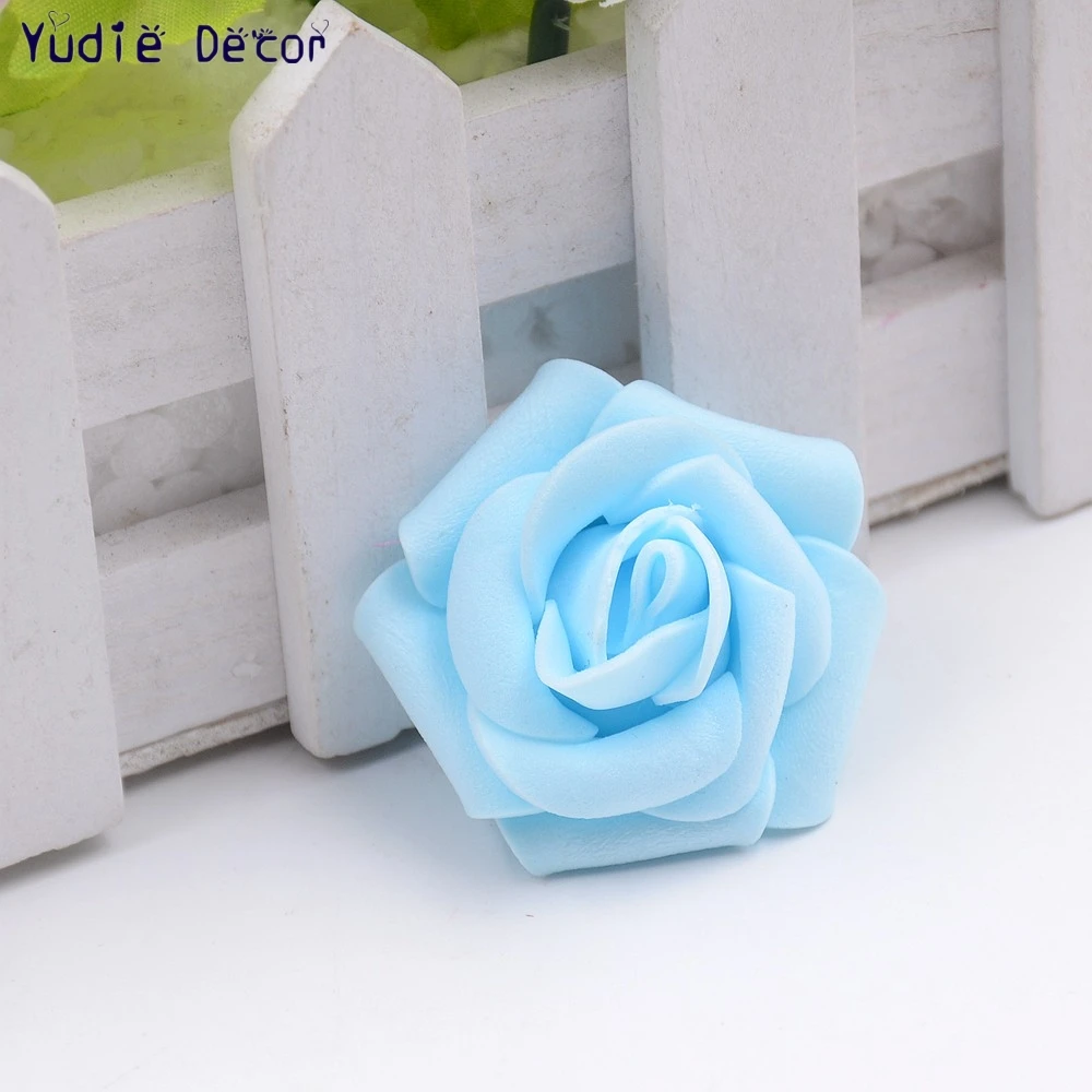 10 шт./лот 3,5 см пены мини-ароматные розы искусственный Fowers для свадьбы Главная Новогоднее украшение Craft ручной DIY принадлежности - Цвет: sky blue