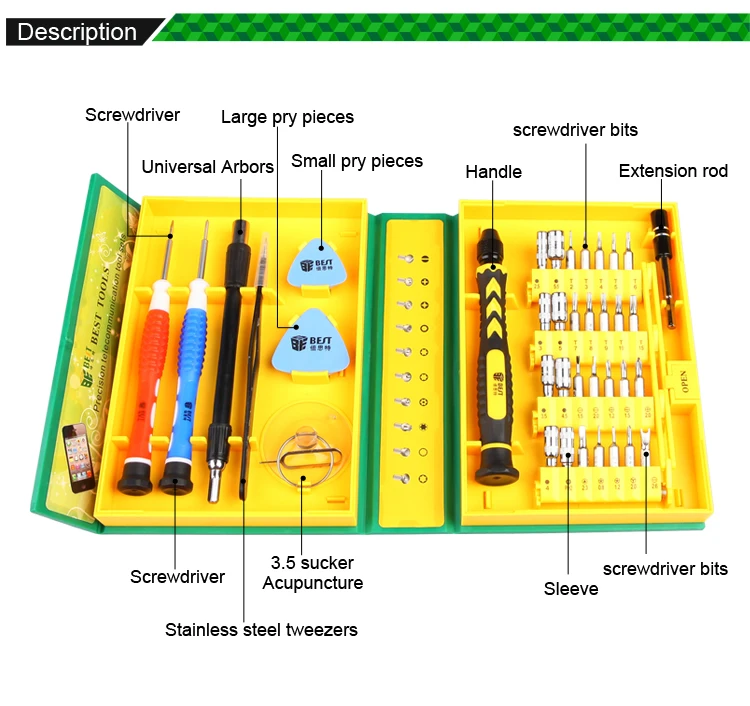 BST-8921 38 в 1 универсальная отвертка набор Ремонт Открытие Tool Kit исправление для iPhone/ноутбук/смартфон/часы с коробкой случае