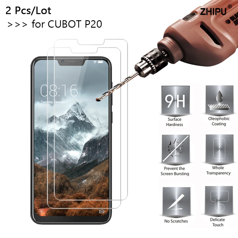 

2 Pcs/Lot 2.5D 0.26mm 9H Premium Tempered Glass For Cubot P20 Screen Protector Toughened protective film For Cubot P20 6.18