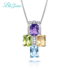 I& Zuan ювелирные изделия 925 серебряный крестик с Иисусом Христом ожерелье натуральный аметист/Зеленый Кристалл/топаз кулон ожерелье для женщин