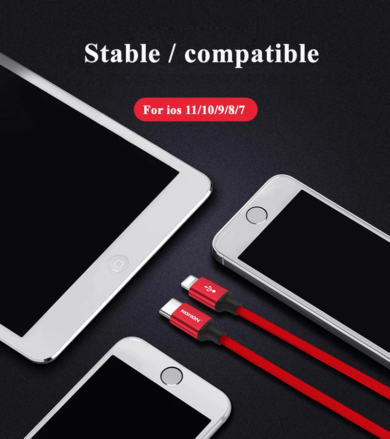 Nohon Cable Type-C to for Lightning For iPhone X 8 Plus 8P Phone Data Sync Fast Charging Cables Charge For iPhone 7 6S 6 Plus 5S Details (07)