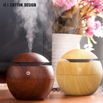 

USB Wood Grain Essential Oil Diffuser 130ml Ultrasonic Humidifier Household Aroma Diffuser Aromatherapy Mist Maker with LED