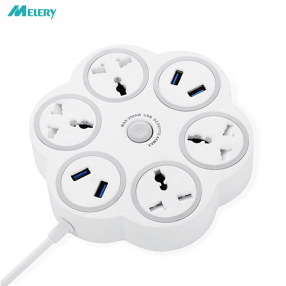 

Multi Power Strip 4 AC Outlets Universal Electrical Extension Socket with USB 1.8m Cable Indoor Surge Protector Charging Adapter