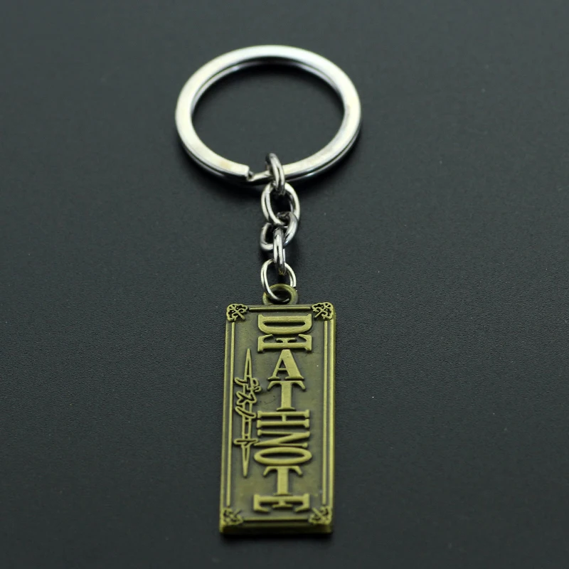 

Death Note English Letter Alloy Pendent KeyChain Key ring Bronze Plated Pendant Cosplay Key Chain Free Shipping Movie Jewelry