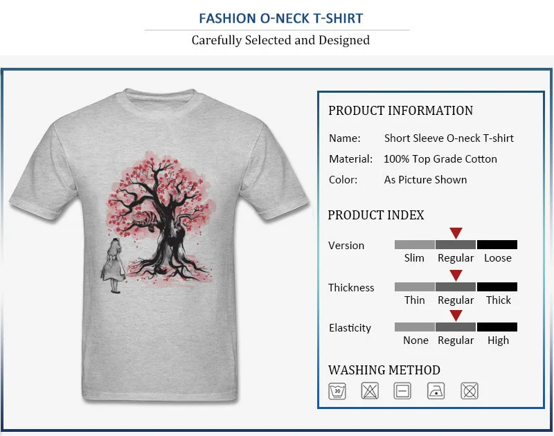 The Cheshires Tree sumi-e (monochrome) Funny Mens T Shirt Round Neck Short Sleeve 100% Cotton Tops & Tees Clothing Shirt The Cheshires Tree sumi-e (monochrome)