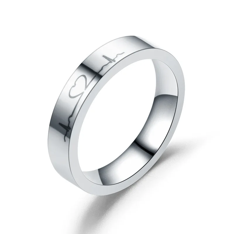 Модные парные кольца с сердцебиением, кольцо для влюбленных ЭКГ, полукруг, парные кольца на свадьбу, ювелирные изделия на День святого Валентина