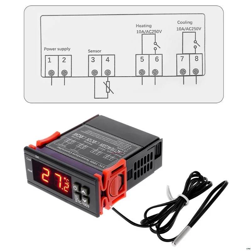 

STC-1000 Digital LCD Display Temperature Controller Thermostat Relay 110V 220V Heating Cooling Farm Device Sensor For Incubator