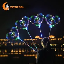 Ручной прозрачный шар БОБО Сияющий воздушный шар игрушки полый в форме сердца воздушный шар с светодиодный светильник музыкальная ручка