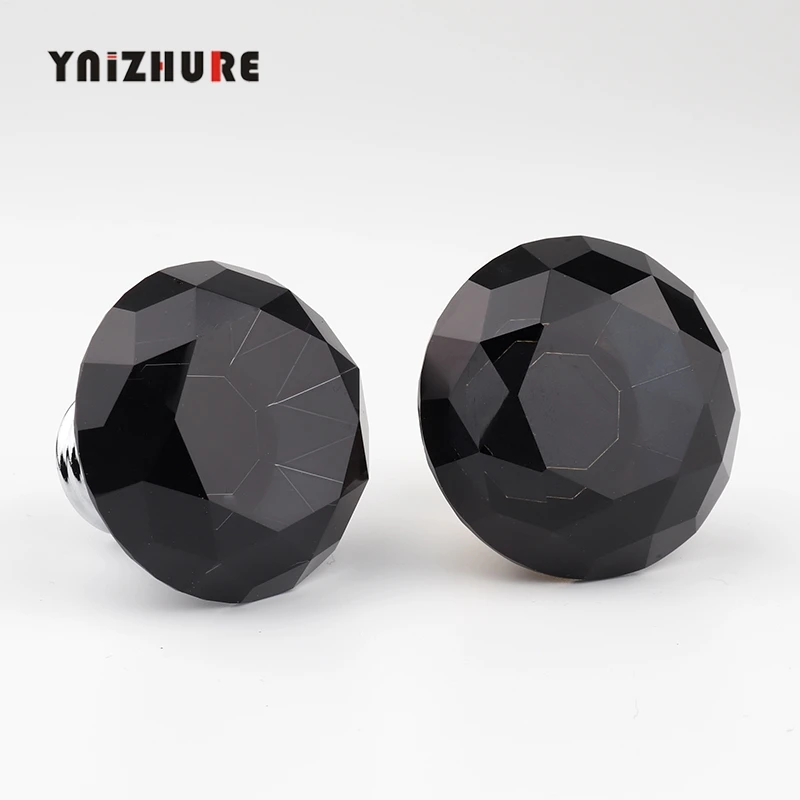40mm المطبخ مجلس الوزراء الماس شكل تصميم الأسود والزجاج والكريستال المقابض الذهب/مقبض فضي الحد الأدنى دولاب التأثيرات درج 1 Pcs