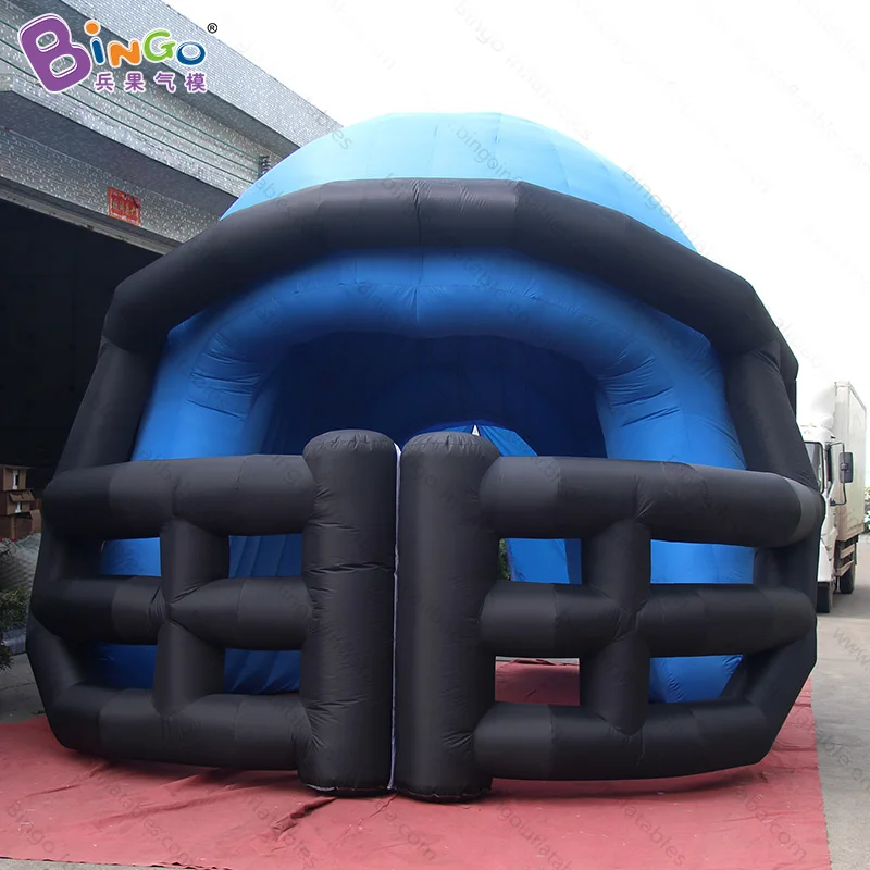  Customized 6.7X4.5 meters inflatable football helmet tunnel / blue and black inflatable helmet tunn