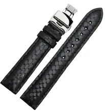 Watchbands 18mm 19mm 20mm 21mm 22mm New Black Genuine Python Skin Leather Watch Strap Bracelets Rose
