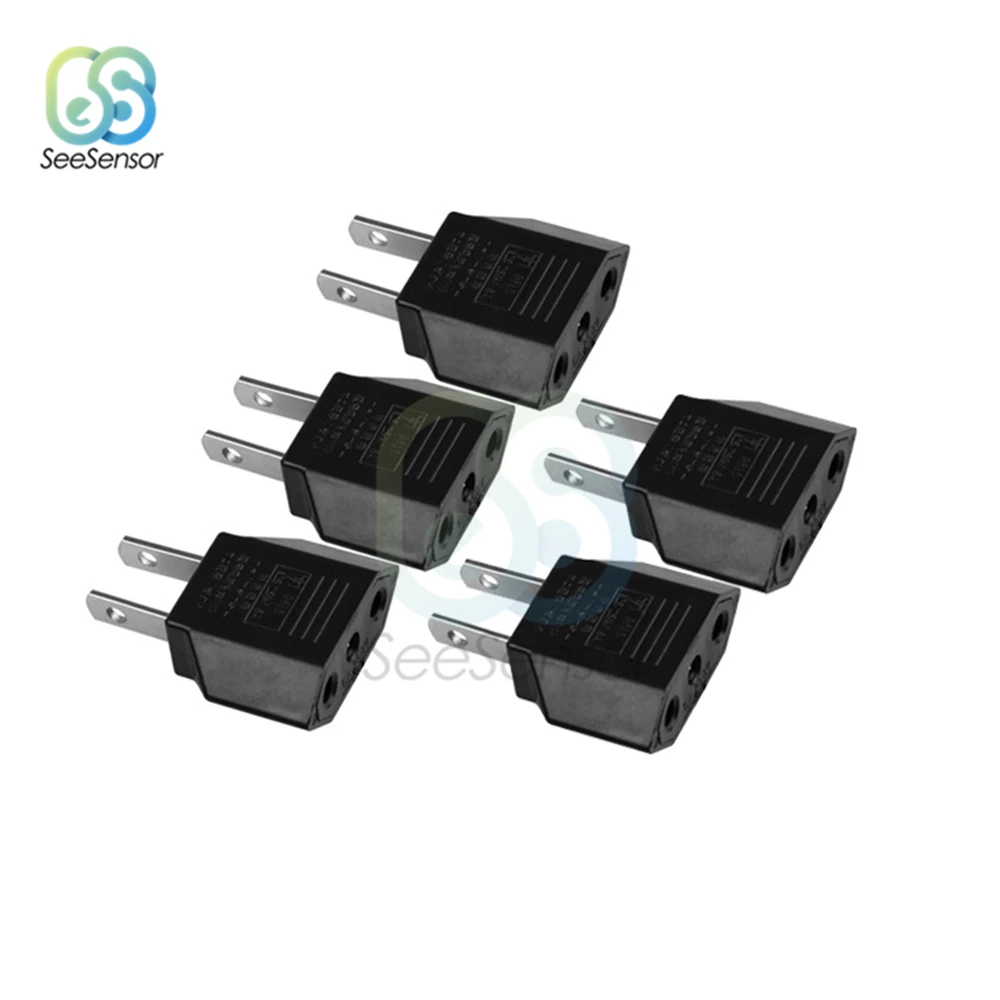 

5Pcs Universal Travel Power Plug Adapter EU EURO to US USA Adapter Converter AC Power Plug Adapter Connector EU to US
