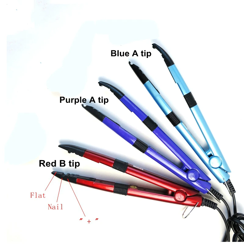 1PC Red Purple Mini Iron Fusion Professional Tem Control Iron Heat Keratin Pre Bonded Hair Extensions Tools Connectors 4 Colors