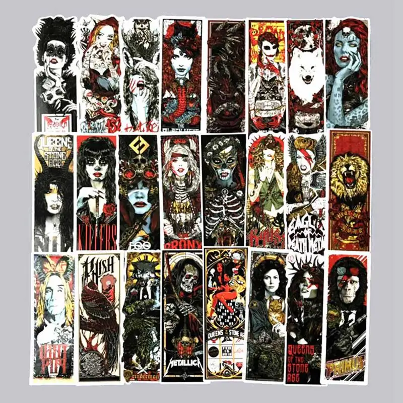 

50pcs/set Black Mix White Gothic Style Stickers Notebook Refrigerator Skateboard Trolley Case Decals Backpack
