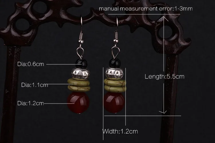 Винтажные висячие серьги ручной работы с тибетскими серебряными камнями в китайском стиле, новые оригинальные этнические ювелирные простые серьги