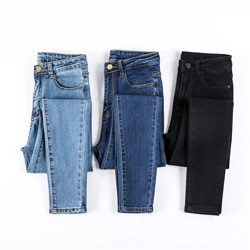 JUJULAND 2018 Jeans Female Denim Pants Black Color Womens Jeans Donna Stretch Bottoms Skinny Pants For Women Trousers 8175