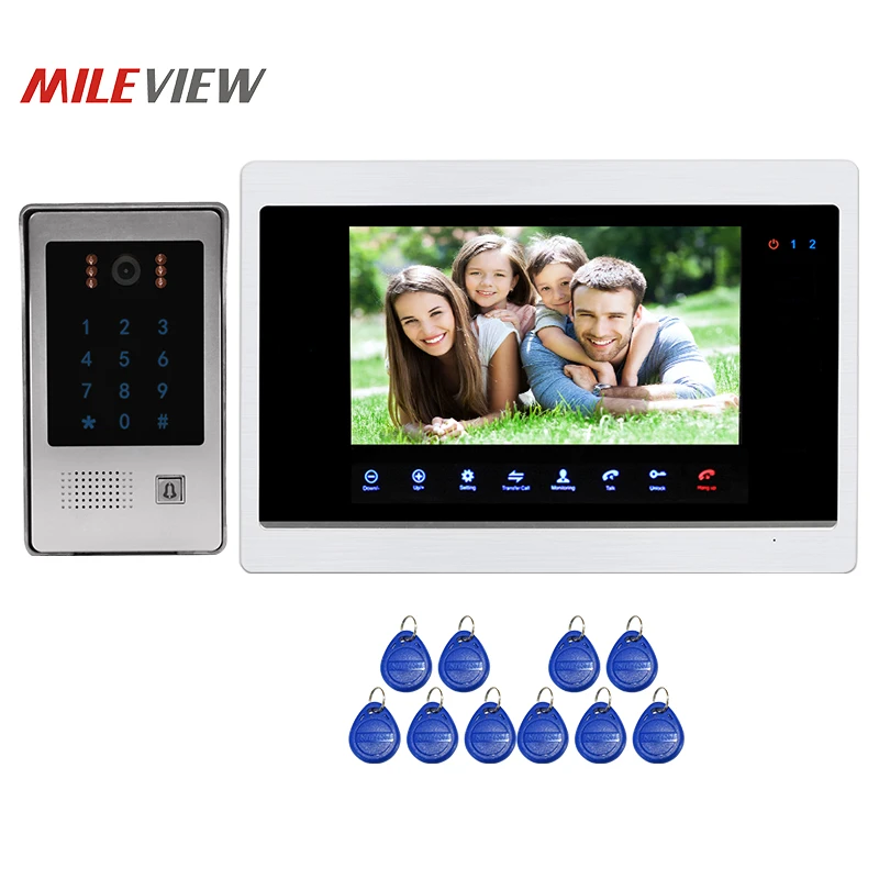 

Free Shipping 1.0MP 720P AHD HD 10" Screen Video Intercom Door Phone Recording Monitor System RFID Keypad Door Camera Waterproof